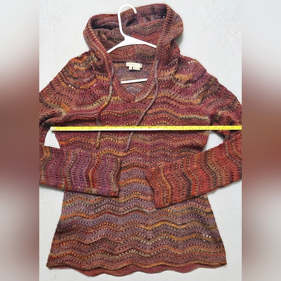 Royal Robbins Multi- Coloured Purple and Brown Crochet Knit Sz L Hooded Sweater - Picture 11 of 16